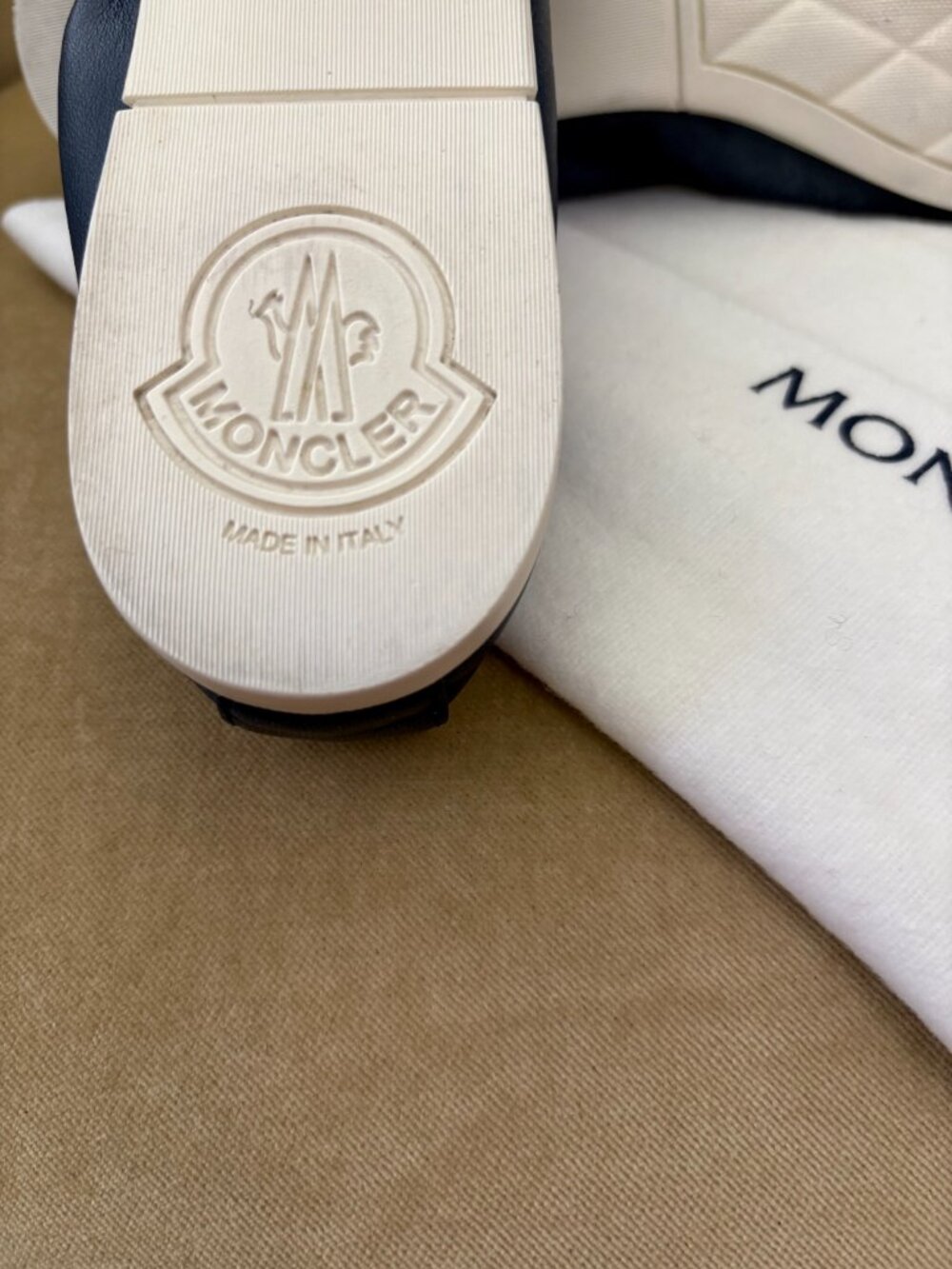 Auth. MONCLER Italy Navy Blue Leather Ballet Ballerina Scrunch Skimmer Flats - Picture 8 of 8